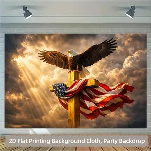 2D Flat Banner, 1pc Printing Backdrop Banner 1pc, Eagle Spreads Wings In Light Background Cloth Party Banner, Durable Photography Backdrop for Indoor & Outdoor Events, Birthdays, and Celebrations, No Power Needed