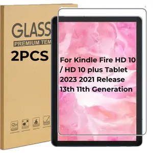 2-Pack High-Quality Tempered Glass Film, 9h Hardness, Compatible with Fire HD 10/HD 10 Plus 2021, 10.1 Inch Tablets, HD Protection