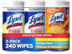 Lysol Disinfecting Wipes - Lemon/Crisp Linen/Mango and Hibiscus - 240ct/3pk