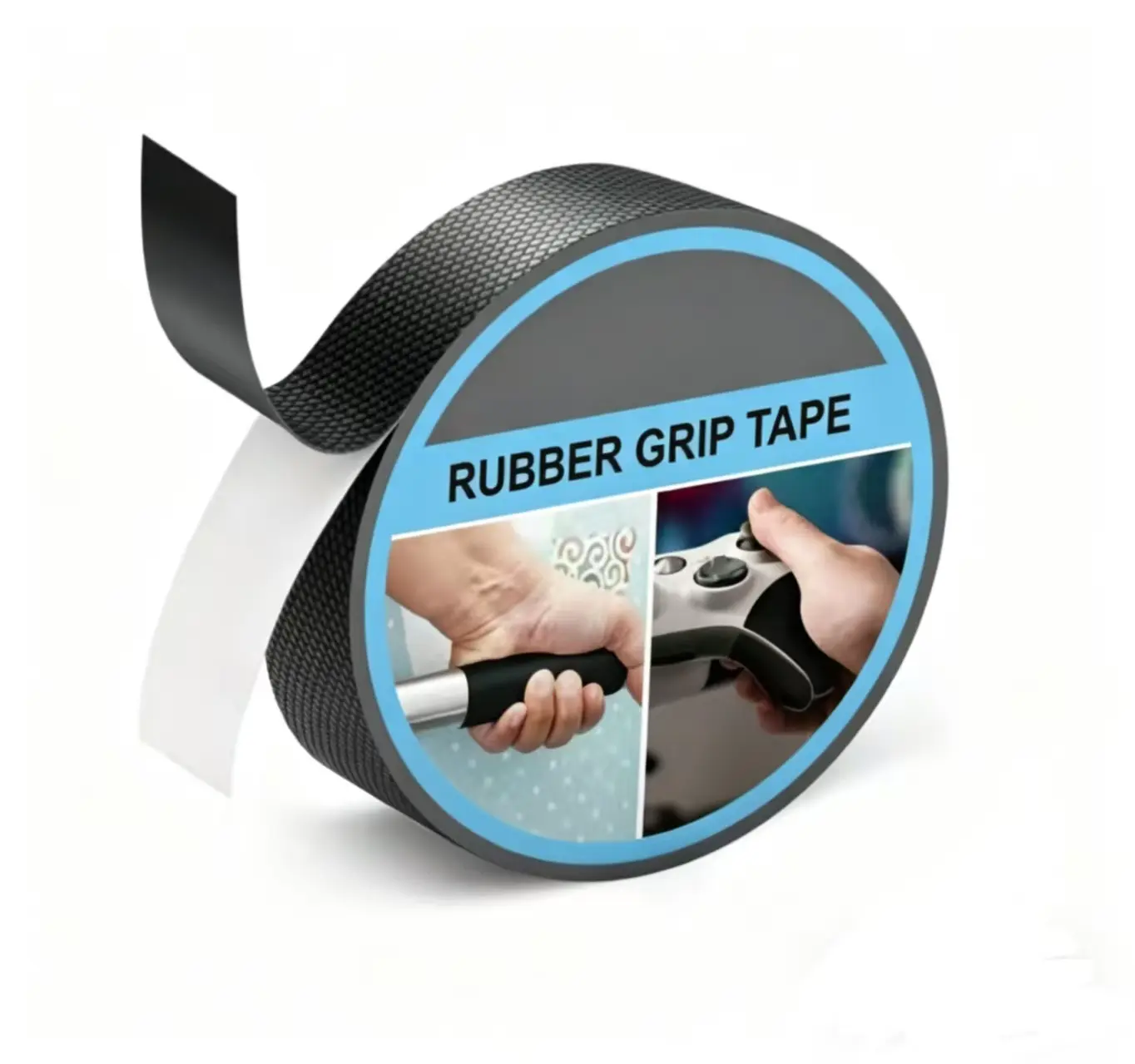 Rubber Grip Tape, Ultra-Thin Strong Adhesive Anti-Slip Waterproof Heat Resistant Wear-Resistant Cushion Pad, Making Handles or Contact Surfaces Safer, with Grip and Comfort (Black, 1In x 19.6Ft)