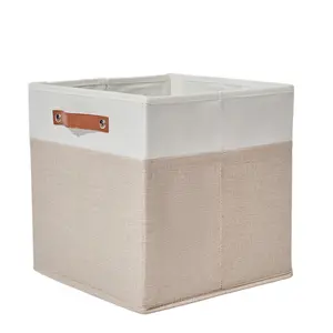 Classic Square Leather Foldable Storage Box - Large Home Organizer for Clothes, Toys