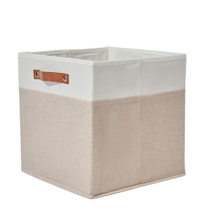 Classic Square Leather Foldable Storage Box - Large Home Organizer for Clothes, Toys