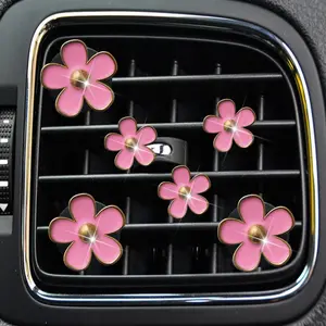 Daisy Air Vent Clips, 6 count Cute Flower  Air Conditioning Outlet Clip  Air Freshener Clip Charm  Interior Decor Charm Colorful  Interior Accessories for Girls Women (Pink)