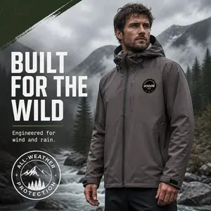 Waterproof Hooded Jacket Windbreaker Loose Fit All-Weather Storm Shield 10000mm Breathable Tech Membrane for Men