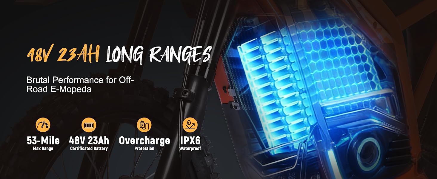 ESKUTE NOVA X Electric Bike ,4000W Power , 40° Climbing with 2849 Certified 48V 22.8Ah Removable Battery, Full Suspension Hydraulic Brakes, 60 Miles Rang Mountain Off-Road for Teens Adults ebike