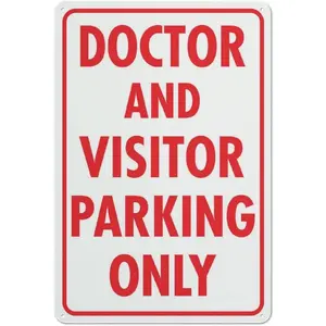 Doctor And Visitor Parking Only Sign Outdoor Metal Sign - 12 X 8 Metal Signs For Business, Workplace, Office, Home, Delivery Signs, Road Signs, Garden Signs