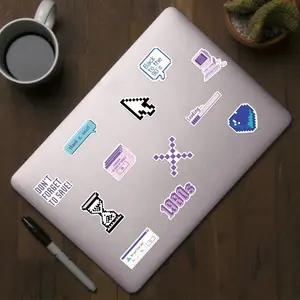 50pcs Cartoon Pixel Stickers, Waterproof Decorative DIY Graphic Stickers for Laptop, Skateboard