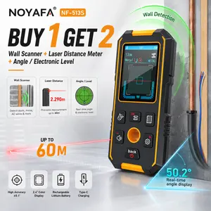 {Father Day Gift}NOYAFA NF-513S 2-in-1 Laser Distance Meter & Wall Scanner, 60M Laser Measure with Stud Finder, Wood Metal AC Wire Detection, Digital Level, Rechargeable Tool for DIY Home Improvemen