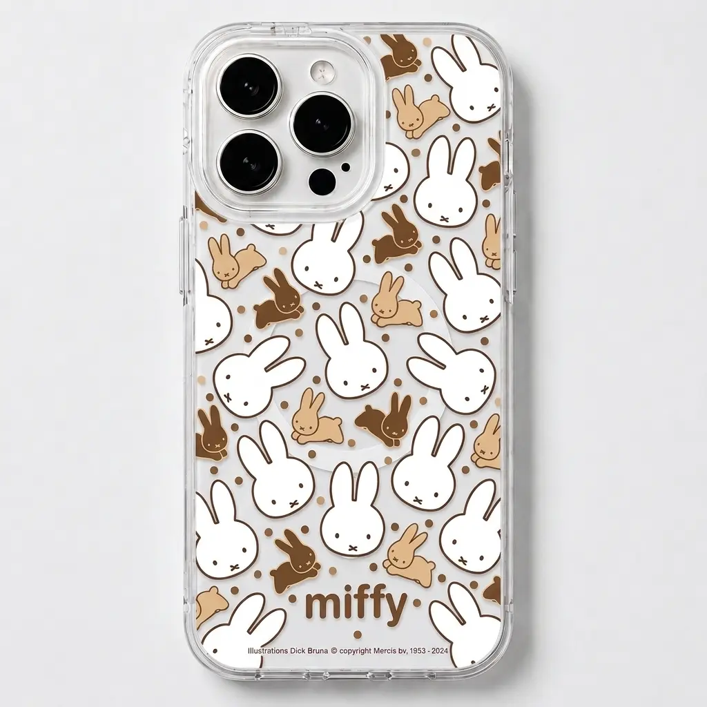 Cute Kawaii Miffy Bunny MagSafe Clear Phone Case,Cute Bunny Shockproof Protective Cover, Slim Wireless Magnetic Case for iPhone 17 16 15 14 13 12 11 Pro Max, Samsung S26 S25 S24 S23 S22 Ultra