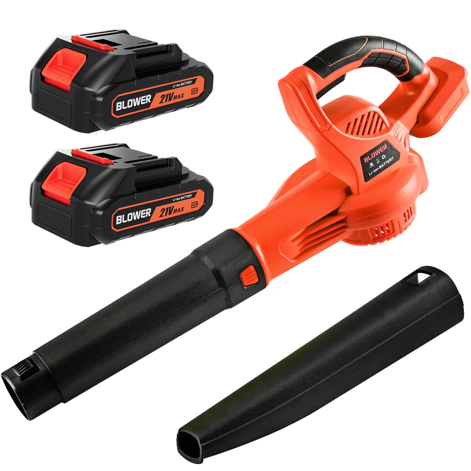Leaf Blower Cordless - 21V Powerful Electric Leaf Blower with 2 Batteries and Charger, 2 Speed Modes, 2.0Ah Lightweight Battery Powered Leaf Blowers for Lawn Care, Patio, Dust, Blowing Leaves Portable