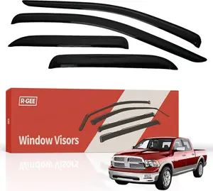 R-GEE Out-Channel Window Rain Guards Fit for 2002-2008 Dodge Ram 1500 Quad Cab/Extended Cab/ 03-09 Dodge Ram 2500 3500, Window Vent Wind Deflectors Visors Shades Exterior Car Accessories, 4PCS