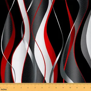 Fabric by The Yard,Geometric Strip Lines Upholstery Fabric,Modern Abstract Art Outdoor Fabric,Luxury Red Black White Grey Reupholstery Fabric