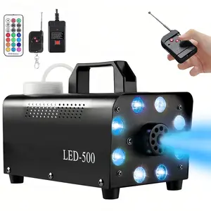 Party Celebration Fog Spray Effect Machine with Color LED Lights, Remote Control Party Atmosphere Maker, Holiday Event Decoration Supplies for Halloween, Birthday, Wedding & Stage Parties