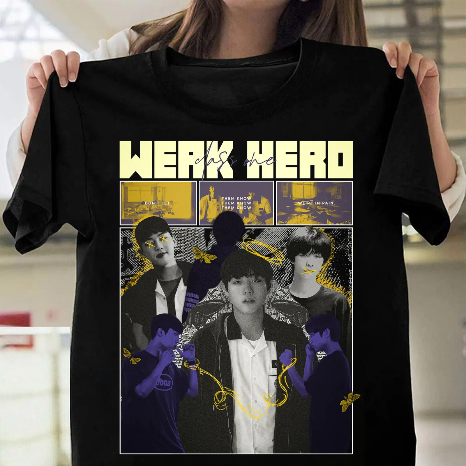 Weak Hero Class Silent Strength Black T-Shirt – Korean Webtoon Inspired Graphic Tee, Unisex Fanwear Style