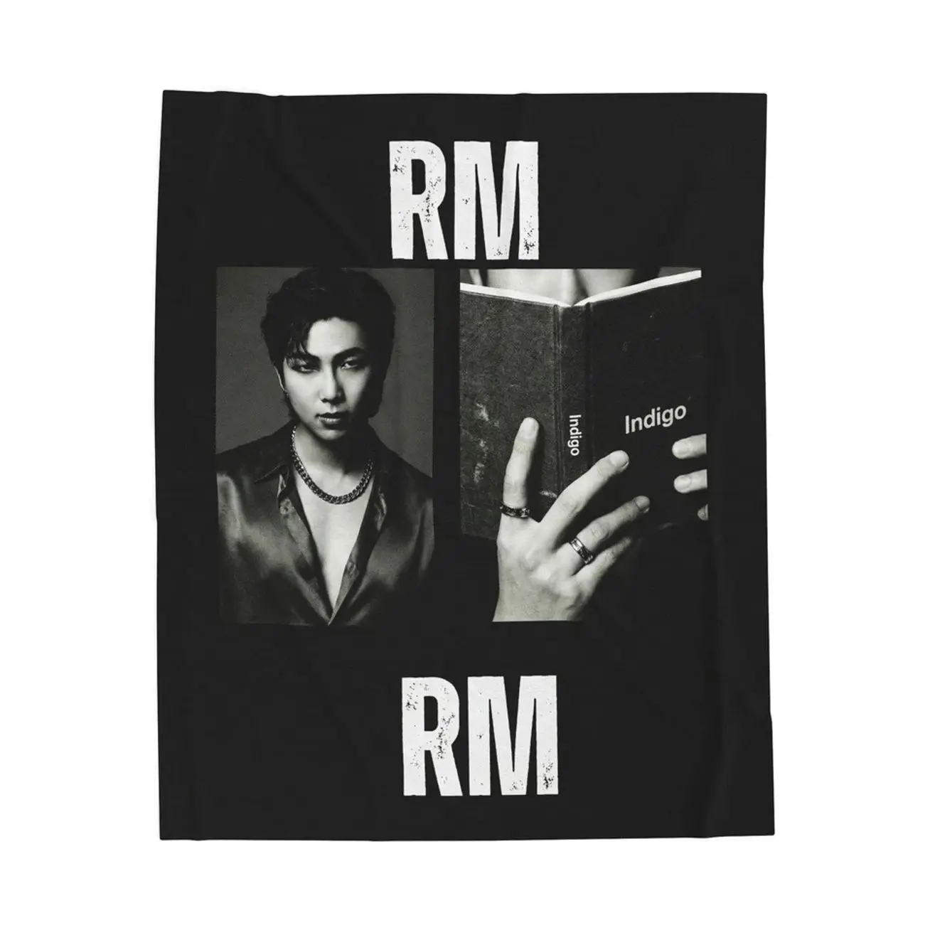 RM Portrait and Book Blanket |Kpop Velveteen Plush Blanket