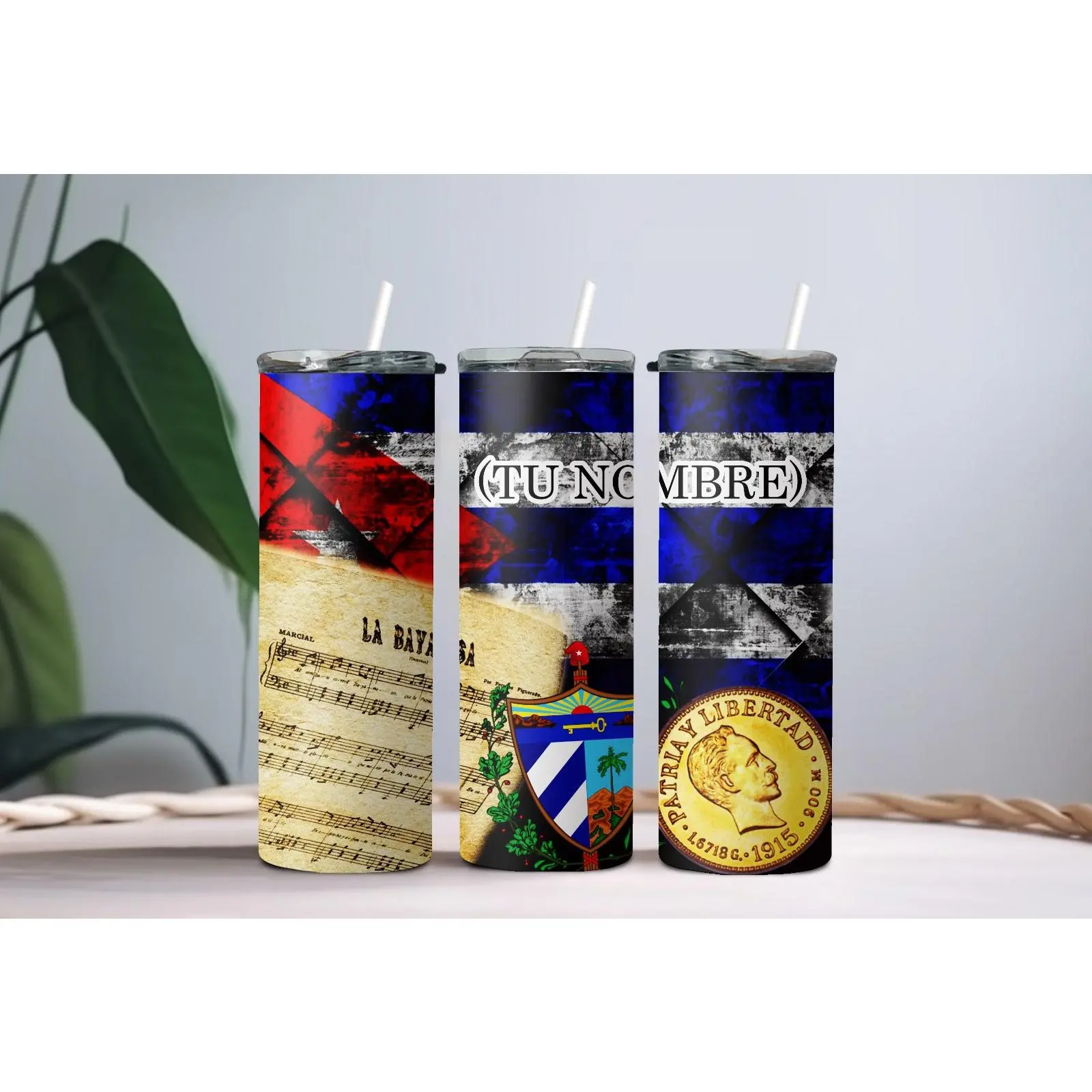 “Termo Cubano con Símbolos Patrios: Lleva Contigo el Orgullo de Nuestra Bandera y Cultura” Portable Thermal Glossy