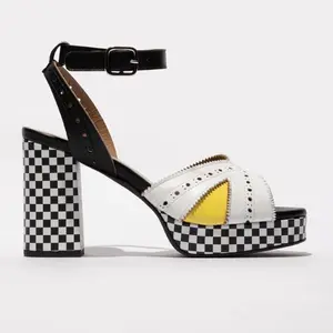 Fly London Ebanfly Platform Sandals with Checkered Heel