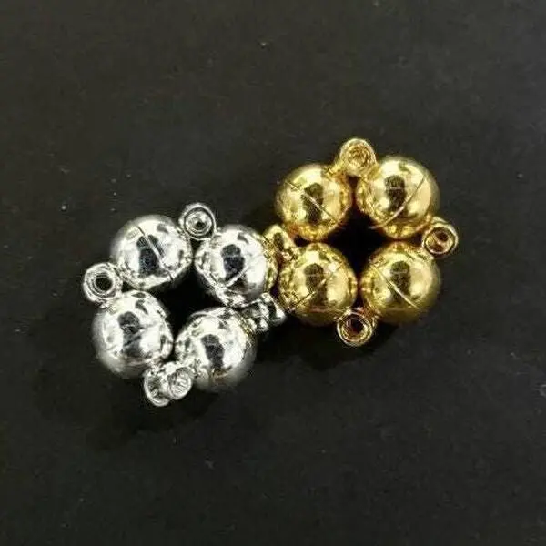4 sets Ball clasp 6mm small round mag clasp  shiny Silver, Gold, Rose Gold, Antique Brass, Antique Copper, plated brass clasp.