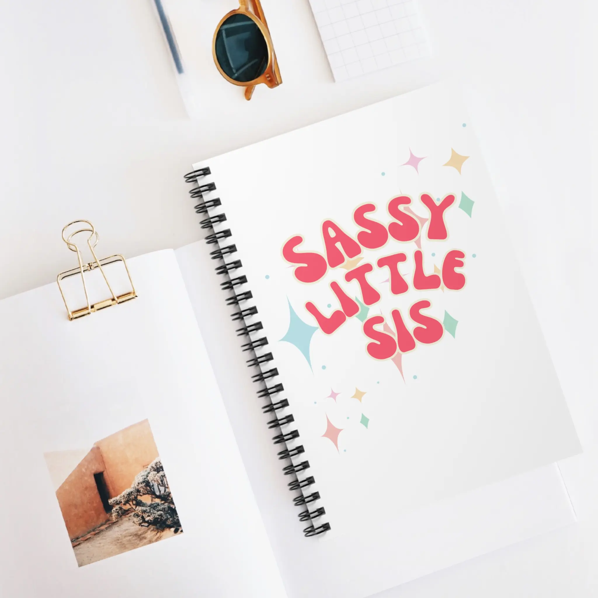 Retro Spiral Notebook - Ruled Line, Groovy Gift for Sassy Little Sister, Journal, Diary, School Supplies, Back to School Stationery