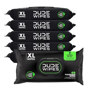 Wipes - Flushable Wipes - 6 Pack, 288 Wipes - Herbal Relief Extra-Large Wet Wipes - Witch Hazel & Geranium Essential Oils - Septic and Sewer Safe Butt Wipes For Adults