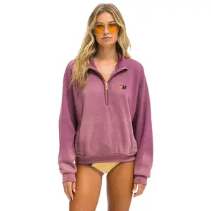 ESSENTIAL HALF ZIP RELAXED SWEATSHIRT - FADED BERRY