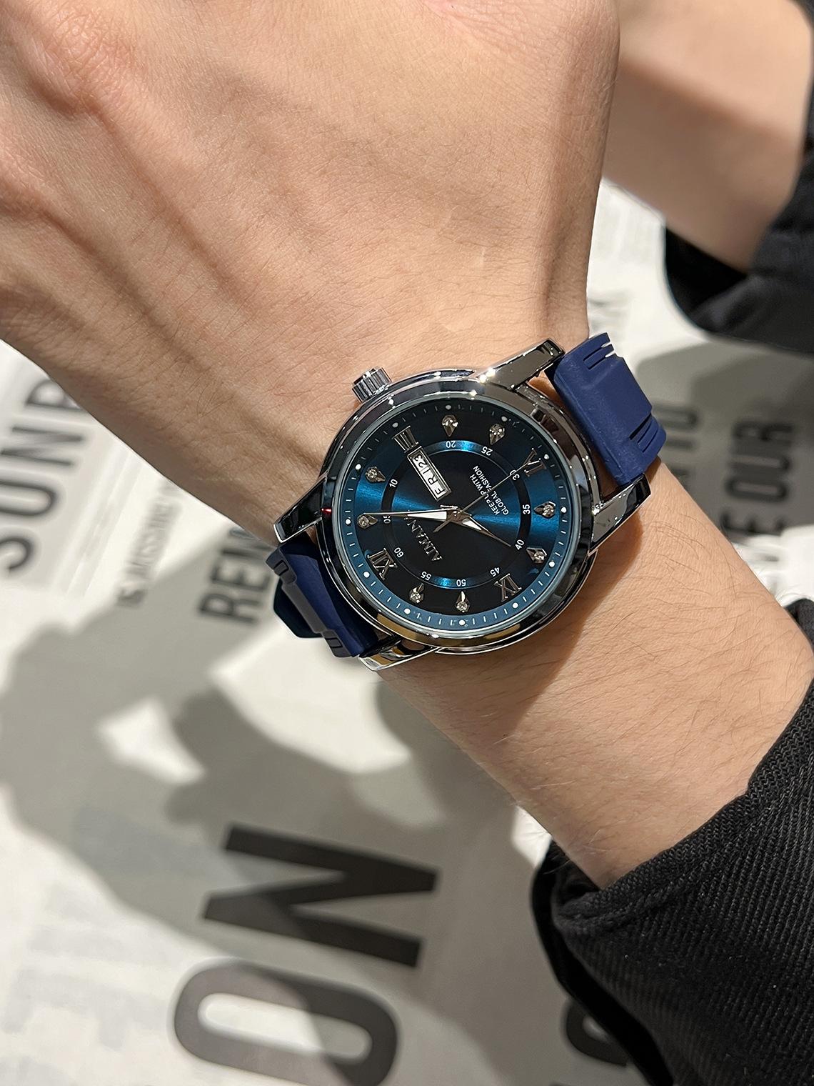 Men's Luxury Business Quartz Watch - Waterproof Luminous Date Display with Premium Silicone Strap, Stylish Sport Wristwatch