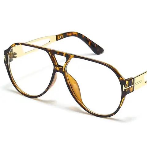 Women's Leopard Print Aviator Frame Eyeglasses, Aviator Style Eyewear, Leopard Pattern Eyeglasses, Retro Fashion Anti Blue Light Eyeglasses for Everyday Use, Fashion Accessories for Outdoor Activities