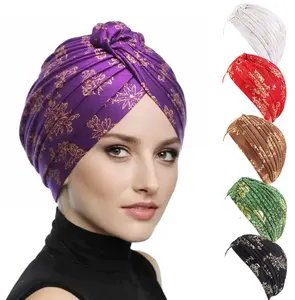 6 Pcs Stretchy Turban Cap Chemo Head Wraps Cancer Headwear Bennie Twisted India's Hat for Women in Polyester