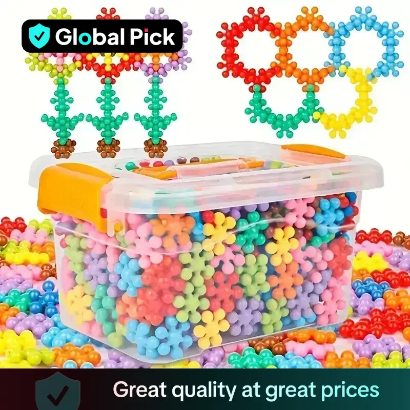 Random Color Flower Building Blocks, 3D Snowflake Interlocking Building Blocks, DIY Educational STEM Toy, Ideal Birthday Gifts