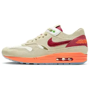 CLOT x Nike Air Max 1 Kiss of Death Retro Durable Low-Top Casual Running Shoes - Men's & Women's Brown-Red Running Sneaker, Skepta Tailwind Inspired