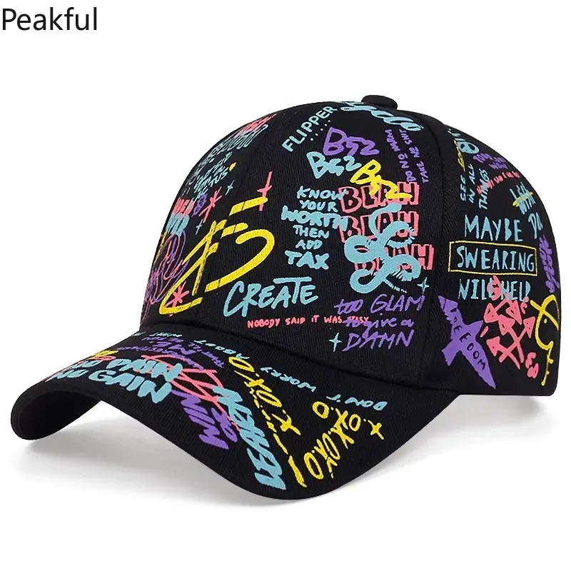 Fashionable Unisex Graffiti Snapback Baseball Cap – Adjustable Outdoor Hat for Spring & Autumn – Trendy Casual Style & Sun Protection for Daily Wear and Adventures