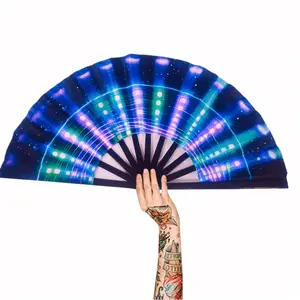 13-Inch 4D printing Neon Birthday Party Fan Blue/Silver/Rainbow/Pink/Black Glow Neon Holo graphic Hand Fan with Water-Resistant, Sweat-Proof Coating Perfect for Music Festivals, Nightclubs, Raves, Outdoor Parties & Hot Weather Events (Vibrant Neon Style)