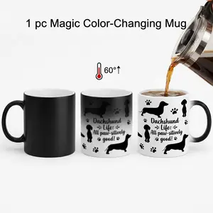 Funny Dachshund Life Color Changing Mug |   "All Paw-sitively Good" Wiener Dog Heat Reveal Magic Cup, Best Sausage Dog Mom Lover Birthday Mother's Day Gift, 11oz Heat Sensitive Ceramic Coffee Drinkware