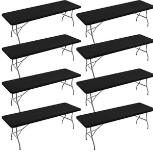 Showgeous 6/8/10-Pack Spandex Table Covers – Stretch Fit Tablecloths Perfect for Weddings, Valentine’s Day, Baby Shower, Bridal Shower, Birthday Parties, Romantic Dinners, Outdoor Patio, Home Gatherings & 2026 Trendy Event Decor