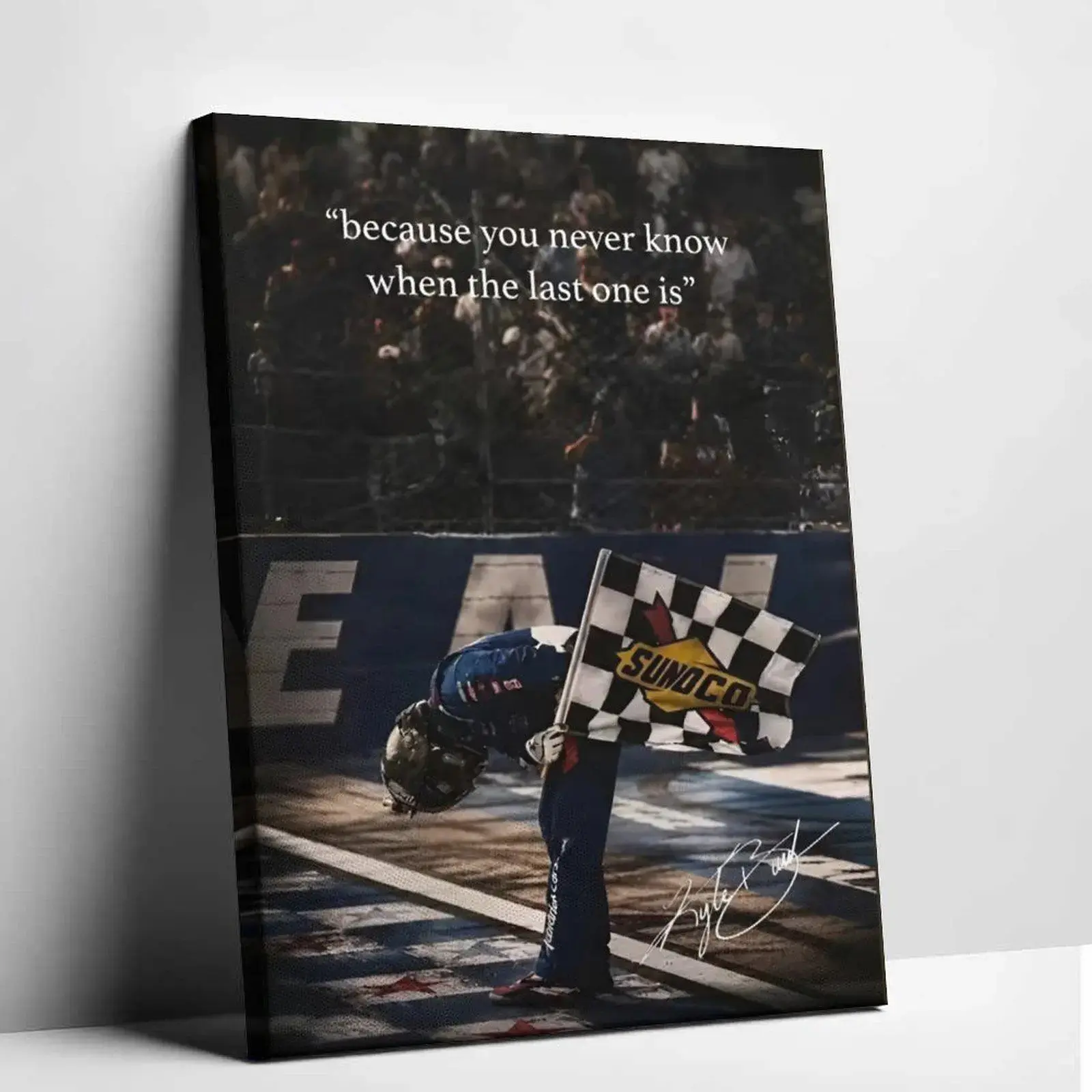 Kyle Busch 'Rowdy' Tribute Vintage NASCAR Racing Canvas Wall Art Poster - Artistic Colorfast High-Density Minimalist Painting, Legendary Driver Decor for Man Cave & Home Office, Unframed Retro Checkered Flag Gift for Race Fans