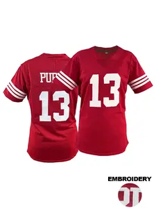 Women's American Football Jersey, Name and Number Embroidery Rugby Jersey,San Francisco #13 Breathable Football Uniform 49ers T-Shirts All Seasons