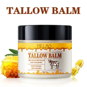 Fed Beef Tallow Balm with Raw Honey - Whipped Beef Tallow & Manuka Honey Organic Nourishing Face Cream Moisturizer Body Lotion Skin Care Lip Balm Hydrating Moisturizing 100% Natural Ingredients
