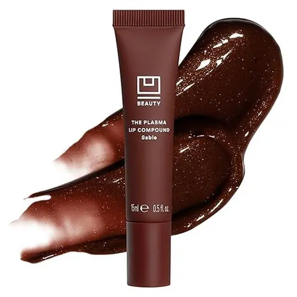 U Beauty The PLASMA Tinted Lip Compound -Shimmery deep chocolate Lip Plumping Treatment, Hyaluronic Acid & Ceramides Deeply Hydrate - Peptides, AHA,Visibly Smooth and Improve Lines, Sable- 0.5 fl oz