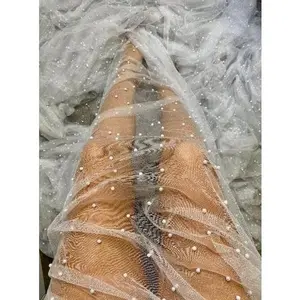 White Glitter Pearl Tulle