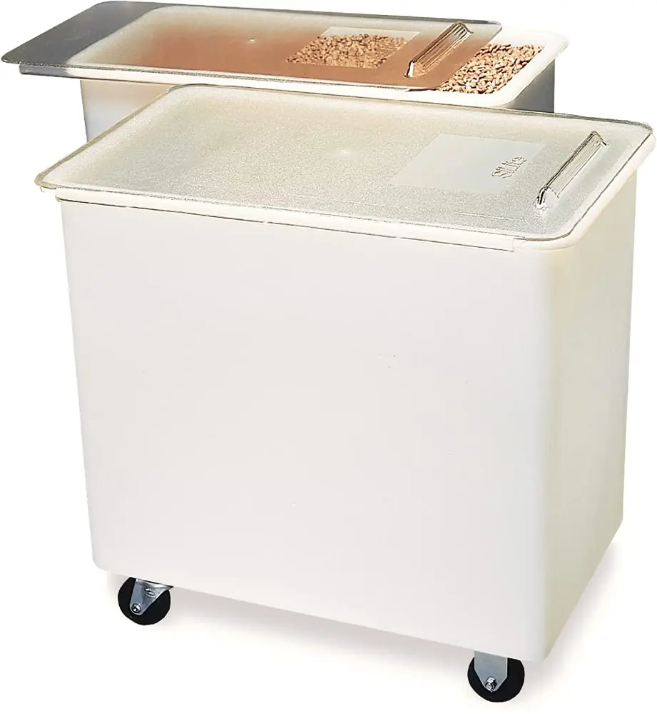 212 MAIN Rectangular Ingredient Storage Bin - 36 Gal Mobile Heavy-Duty Polyethylene NSF Certified Container with Sliding Lid for Commercial Kitchen Use
