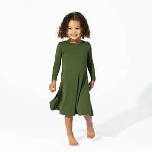 Evergreen Bamboo Girls' Long Sleeve Dress