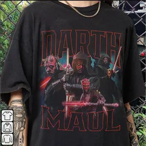 Darth Maul 90s Vintage Bootleg Style T-Shirt, Classic Retro Graphic Tee Gift For Woman and Man Cotton Fabric SR4T