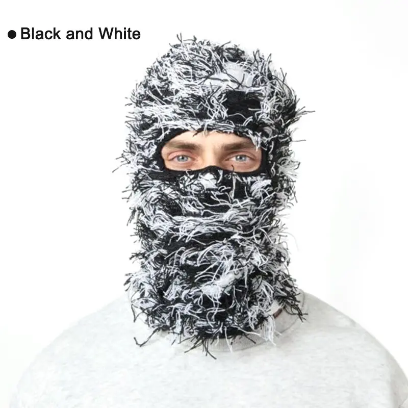 Men's and women's integrated wrinkle and wind resistant full face knitted ski masks, ski motorcycle UV protective hat