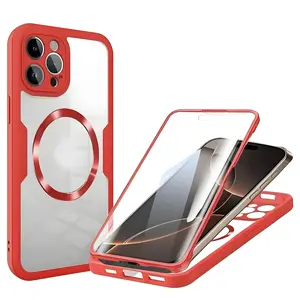 Suitable for iPhone 17 Pro Max/16 Plus/15/14/13/12/11 phone cases. 360° full coverage phone case, screen protector, [with MagSafe magnetic attraction], anti-drop 16 Pro protective case. Shockproof Tpu Cover