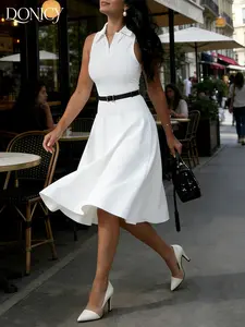 Women's Solid Sleeveless Long Dress, Elegant Slim-Fitting, Perfect for Spring Summer, Ideal for Coffee Dates, Vacations, Weddings