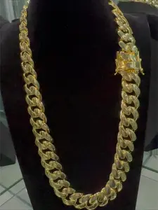 22mm heavy-weight, multi-size, hip-hop style, Streetwear statement jewelry, waterproof gold-plated Cuban chain men's custom Cuban chain jewelry necklace, suitable for parties and dates, gift for relatives and friends, unisex