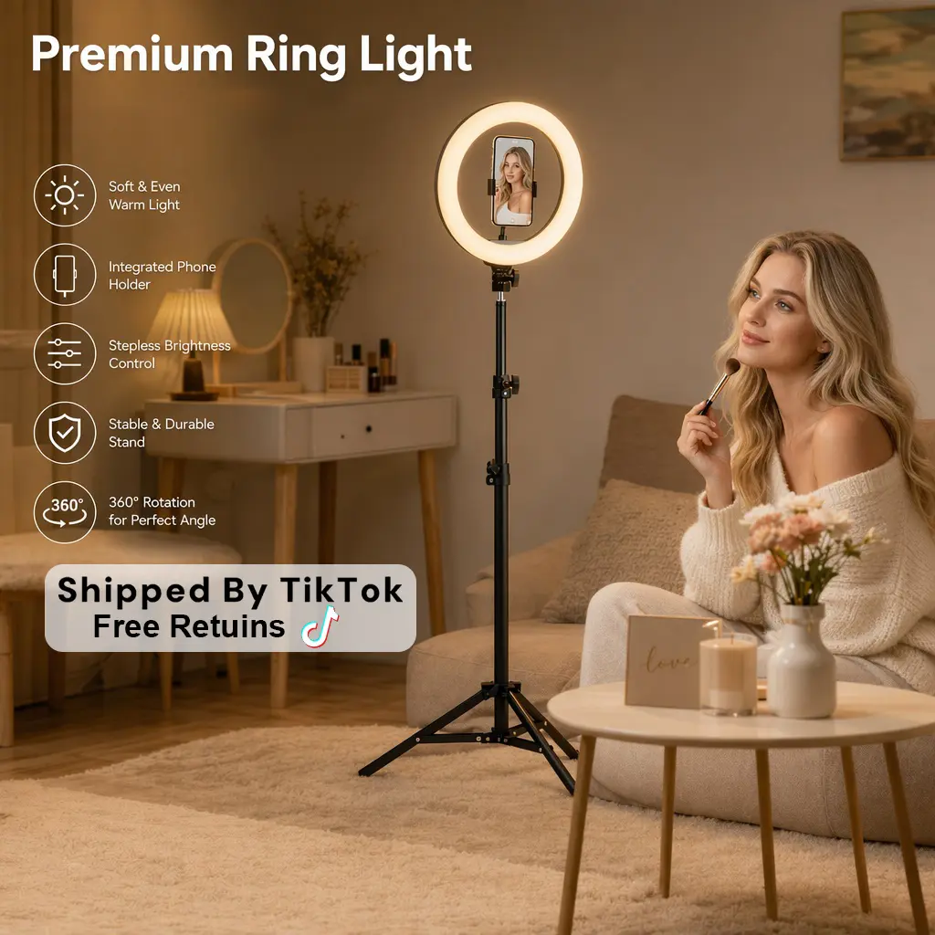 LED Dimmable Desk Makeup circle Light 10" with 1.3m Adjustable Stand,USB-Powered Brightness Control for Photography, Videography, Makeup, Streaming Video light#ring light shade