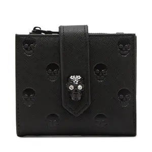 Betsey Johnson Skullicious Bifold, Black Wallet Cards Leather Cowhide Wallet