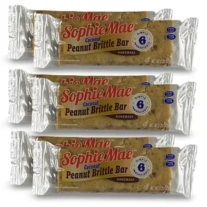Sophie Mae Coconut Peanut Brittle Bars - 6 Count (2.25 oz Each), Caffeine-Free, Made with 6 Simple Ingredients, 3-Month Shelf Life