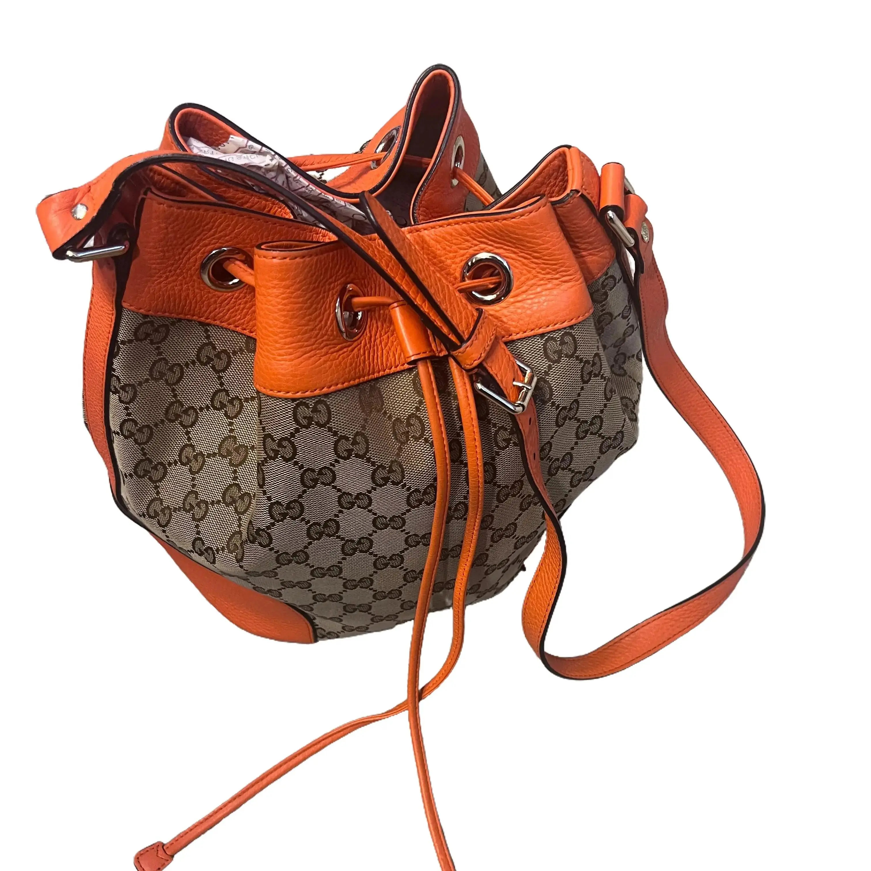 Pre-owned GUCCI leather and monogram canvas Bucket Bag Monogram Calfskin Bucket Bag